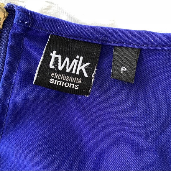 TWIK BY SIMONS ROYAL BLUE/BURNT ORANGE COLOUR BLOCKED SLEEVELESS TOP WITH ZIPPER - Picture 6 of 8